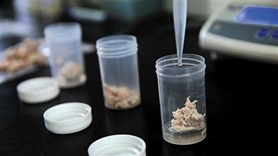 檢測人員在樣品中檢測出火堿及雙氧水殘留物。