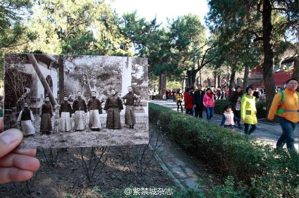 1924年，溥儀、潤良、毓崇、溥杰、潤麒等人在御花園。