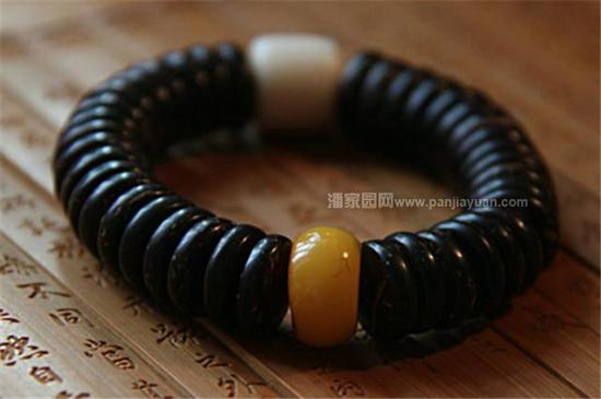 椰殼原料主要以海南椰殼為主。清代稱“木牙”、“椰蒂”、“滿貫”，盤佩椰殼佛珠，冬不涼手，夏不畏汗。 2015年年初，一條直徑8mm以上椰蒂108顆圓珠價(jià)格能達(dá)數(shù)千元，而且難求。在這之前，一條椰殼隔片價(jià)格也在幾十元左右。七八月份之后，椰殼價(jià)格開始下滑，椰蒂、椰殼圓珠開始大量出現(xiàn)，而且價(jià)格轉(zhuǎn)低。目前，一條椰殼隔片15元左右就可買到。8mm左右的椰殼108顆扁珠價(jià)格通常低于200元，椰蒂價(jià)格比之略高。9*9mm尺寸的椰蒂圓珠，價(jià)格也跌破2000。擁有一條正圓椰蒂手串，已經(jīng)不再是往昔的難求局面了。