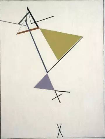 　　《三角的發(fā)展（Development of a Triangle）》，托馬斯?馬爾多納多（TomásMaldonado），布面油畫，1949年