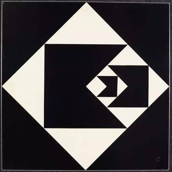 　　《對角函數(shù)（Diagonal Function）》，杰拉爾多?德?巴羅斯（Geraldo de Barros），木板油漆，1952年