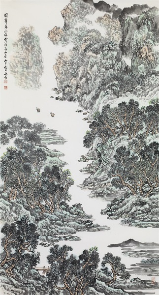 吳雍 櫓聲春水綠 180cm×97cm 吳雍 櫓聲春水綠 180cm×97cm