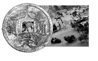 　　展現(xiàn)金人生活場景的雕塑和金代貨幣。