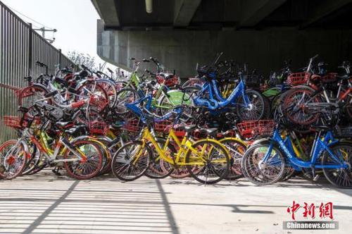 資料圖：數(shù)千輛共享單車被“遺棄”在北京一高架橋下。<a target='_blank' href='http://www.chinanews.com/'>中新社</a>記者 賈天勇 攝