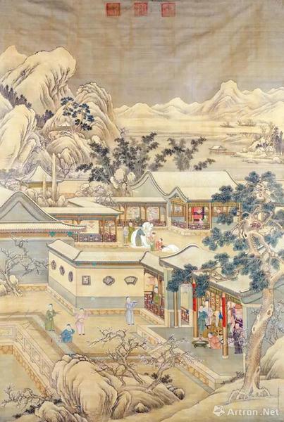 丁觀鵬、郎世寧《弘歷歲朝行樂圖》軸