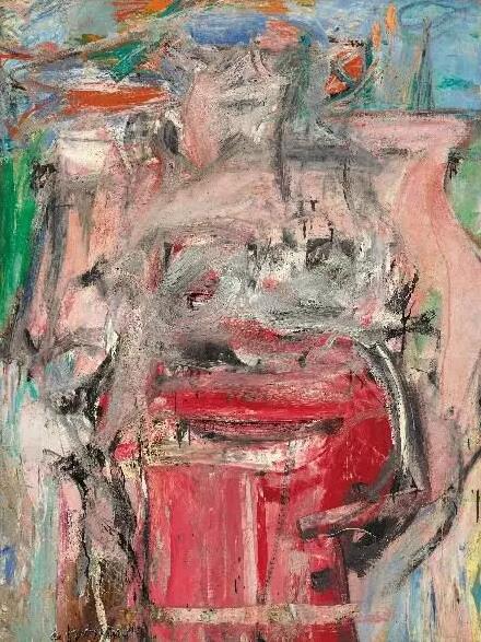 威廉·德·庫(kù)寧《女人風(fēng)景》，油彩 炭筆 麻布，166.3 x 125.4 cm。，1955年作