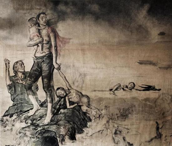 《大洪水》 蔣兆和 270×300cm 1947年 意大利羅馬聯(lián)合國糧農(nóng)組織（FAO）總部