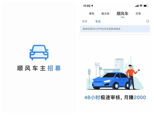 哈啰出行在部分城市試點(diǎn)順風(fēng)車業(yè)務(wù)。截圖