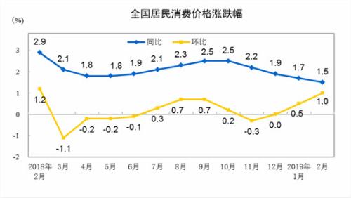 CPI同比、環(huán)比漲幅走勢(shì)圖。 來(lái)自國(guó)家統(tǒng)計(jì)局
